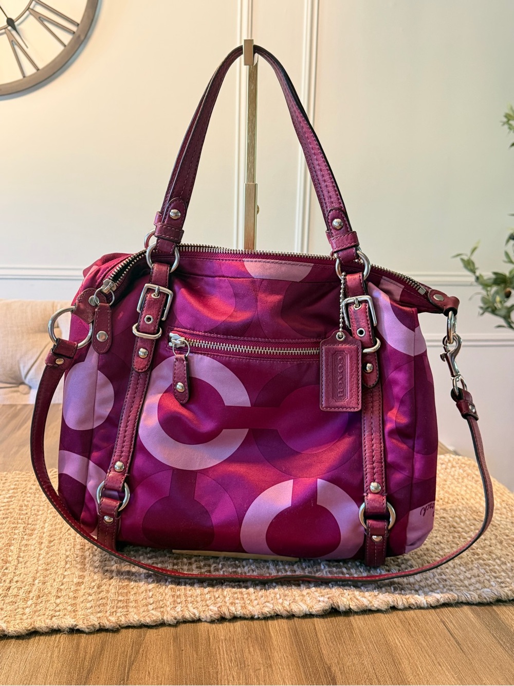 Coach Y2K Maroon/Purple Graphic Op Art Shoulder Bag
